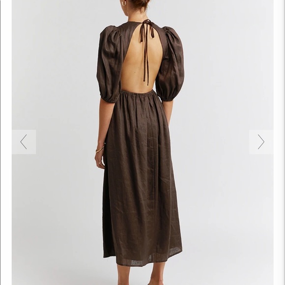 DISSH Dresses & Skirts - DISSH CLAUDIA DARK CHOC LINEN MIDI DRESS